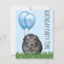 Cavia Meisje Blauwe Ballon Aangepaste Verjaardag