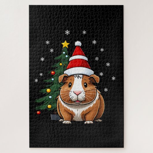 Cavia met kerst legpuzzel (Verticaal)