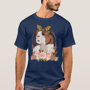 Cavia Met Luipaard Hoofdband Bloem Dier Kunst T-shirt