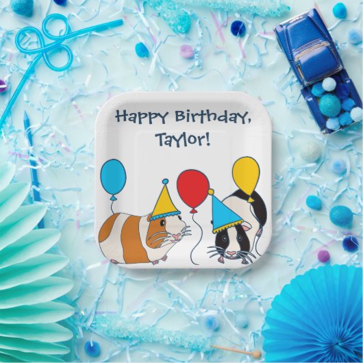 Cavia Pig. en Balloons Birthday Party Papieren Bordje (Feest)