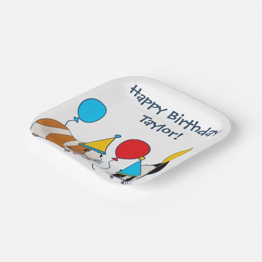 Cavia Pig. en Balloons Birthday Party Papieren Bordje (Gebogen)