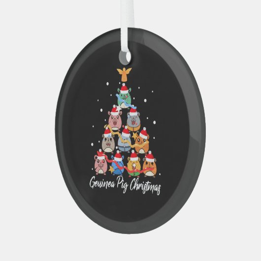 Cavia Pig Kerstmis Glas Ornament (Voorkant links)