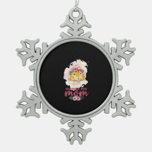 Cavia Pig Moeder Bloemen Morendag en Kerstcadeau Tin Sneeuwvlok Ornament