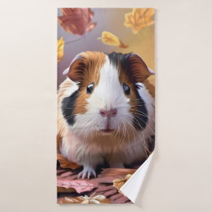 Cavia Pig & Vallende herfst bladeren Badhanddoek
