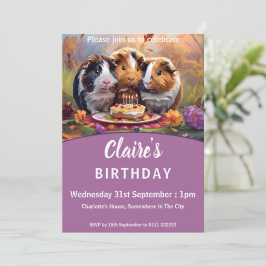 Cavia Pigs Birthday Kaart (Staand voorkant)