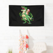 Cavia Riding Kerstmis Licht Rex Dinosaur Spandoek (Insitu)