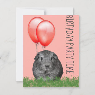 Cavia Rode Ballonnen Aangepaste Verjaardag Kaart