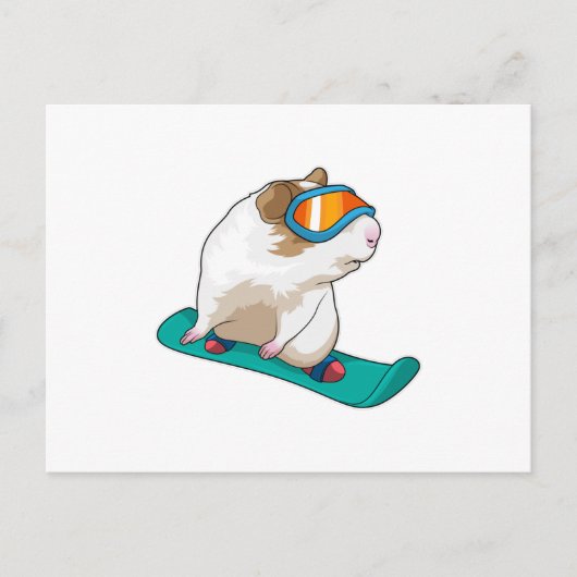 Cavia Snowboarder Snowboard Briefkaart (Voorkant)