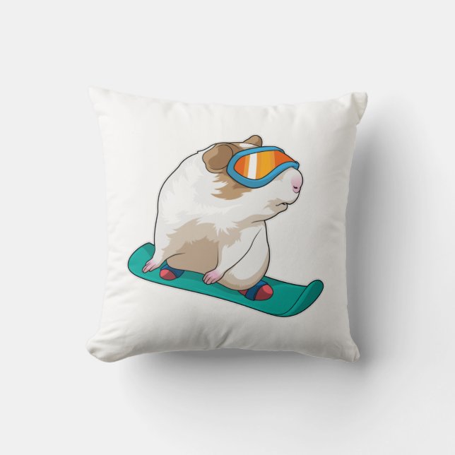 Cavia Snowboarder Snowboard Kussen (Voorkant)