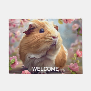 Cavia te midden van lentebloesems deurmat