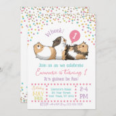 Cavia Verjaardagsfeestje Uitnodiging Confetti (Voorkant / Achterkant)