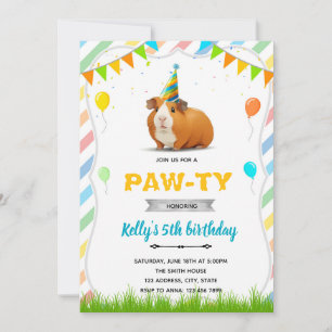 Cavia verjaardagsuitnodiging kaart