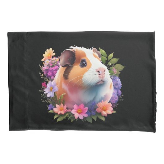 Cavia's en bloemen kussensloop (Voorkant)