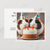 Cavia's eten cake verjaardag uitnodiging (Voorkant / Achterkant)