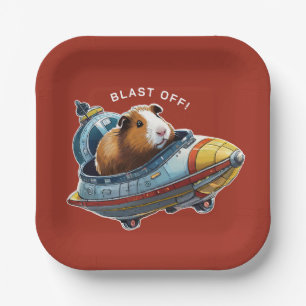 Cavia's in de ruimte! Retro Astronaut Explorer Papieren Bordje