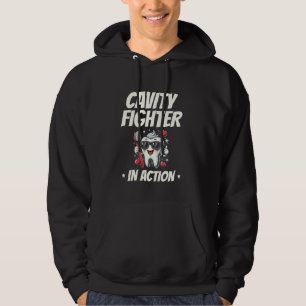 Cavity Fighter In Actie Tandheelkundige Tanden Dok Hoodie