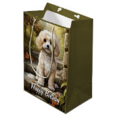 Cavodle/Cavapoo gepersonaliseerd Medium Cadeauzakje (Voorkant Gekanteld)