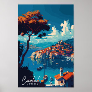 Cavtat Kroatië vintage reisillustratie Poster