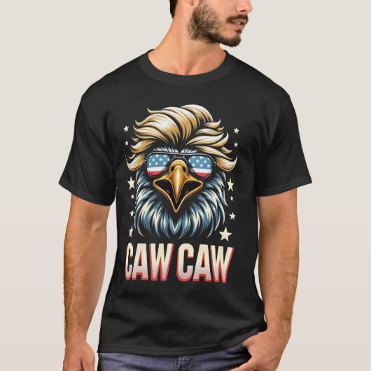 Caw Caw op 4 juli! Grappig 4 juli Patriottisch E T-shirt (Voorkant)