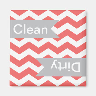 Cayenne Chevron Clean - Dirty Dishwasher Magnets Magneet