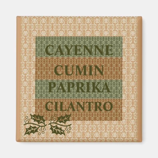 CAYENNE, CUMIN, PAPRIKA, CILANTRO KITCHEN MAGNET (Devant)