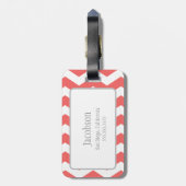 Cayenne & White Chevron Monogram Bagagelabel (Achterkant verticaal)