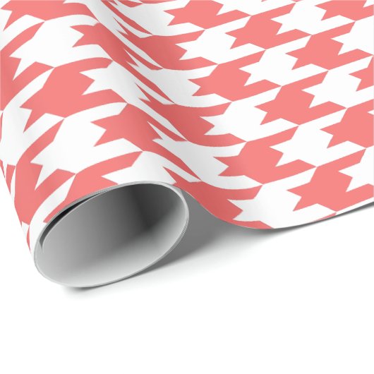 Cayenne & White Houndstooth Pattern Cadeaupapier (Rol Hoek)
