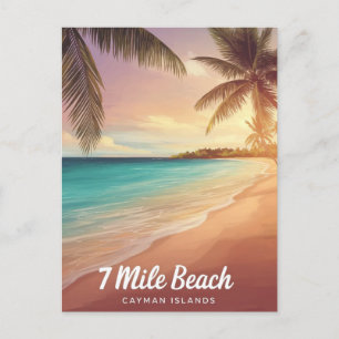 Cayman Island 7 mijl strand Waterverf Schilderen Briefkaart