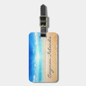 Caymaneilanden: strandzonnescherm bagagelabel (Voorkant verticaal)