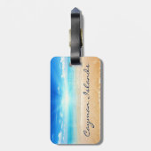 Caymaneilanden: strandzonnescherm bagagelabel (Achterkant verticaal)