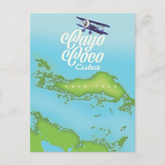 Cayo Coco Cuba carte de style vintage. (Devant)