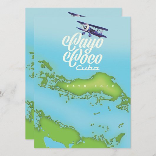 Cayo Coco Cuba stijlkaart. (Voorkant / Achterkant)