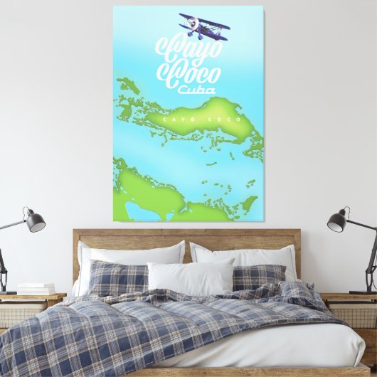Cayo Coco Cuba  stijlkaart. Canvas Afdruk (Insitu (Slaapkamer))