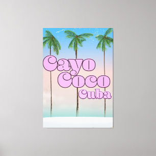 Cayo Coco Cuba vintage-poster Canvas Afdruk