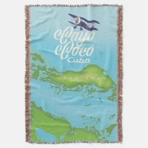 Cayo Coco Cuba vintage stijl kaart. Deken