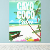 Cayo Coco Cubaans strandvakantieposter Canvas Afdruk (Insitu (Houten vloer))