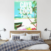 Cayo Coco Cubaans strandvakantieposter Canvas Afdruk (Insitu (Slaapkamer))