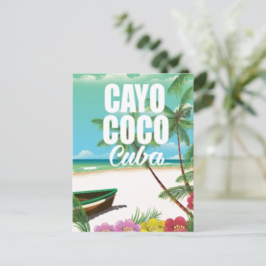 Cayo Coco Cuban strand vakantion poster Briefkaart (Staand voorkant)