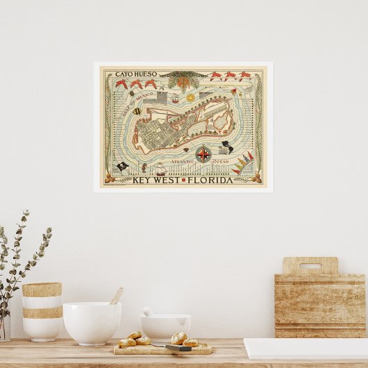  Cayo Hueso-reisposter Poster (Keuken)