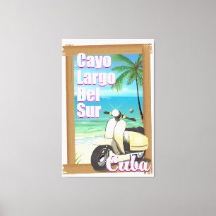 Cayo Largo del Sur Cubaanse vakantieposter Canvas Afdruk