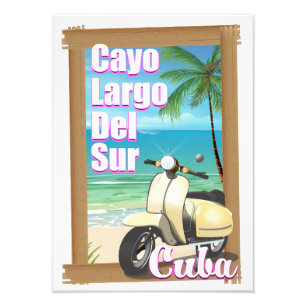 Cayo Largo del Sur Cubaanse vakantieposter Foto Afdruk