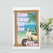 Cayo Largo del Sur cuban vakantie-poster Briefpapier (Staand voorkant)