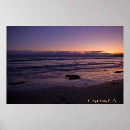 Cayucos, CA Beach Poster du coucher de soleil (Devant)
