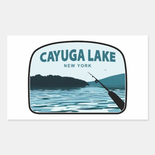 Cayuga Lake New York Gevist Rod Rechthoekige Sticker (Voorkant)