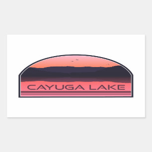 Cayuga Lake New York Red Sunrise Rechthoekige Sticker