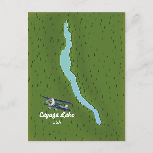 Cayuga Lake stijl reiskaart Briefkaart (Voorkant)