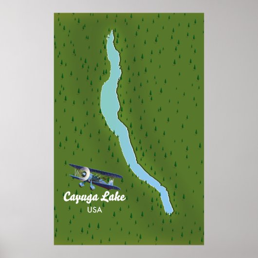 Cayuga Lake  stijl reiskaart Poster (Voorkant)