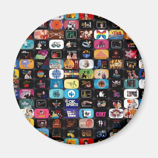 CBC-logo's en grafische ronde magneet (Voorkant)