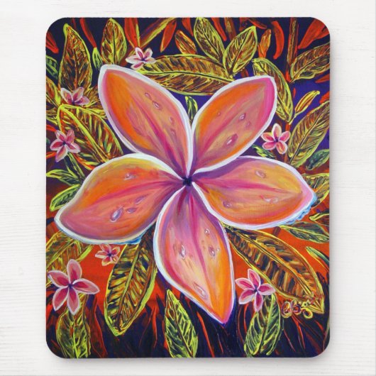 CBjork Pink Plumeria mousepad Muismat (Voorkant)