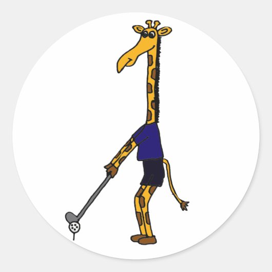 CC- Giraffe Spelen Golfontwerp Ronde Sticker (Voorkant)